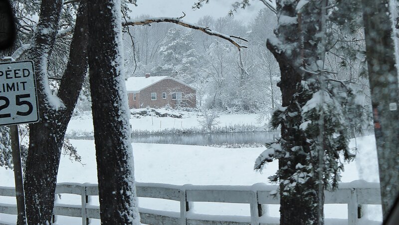 Brick House in Snow — White, Calm