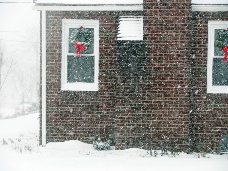 Brick House in Snow — White