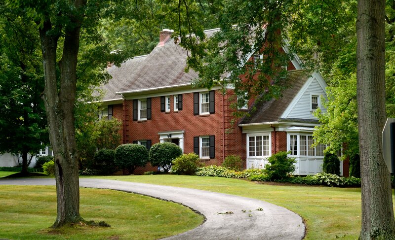 Brick House with Driveway — Green