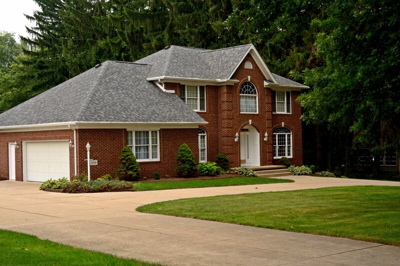 Brick House with Garage — Red