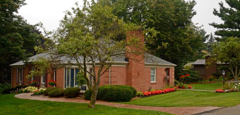 Brick House with Garden — Green, Serene, Autumn