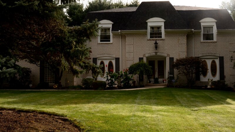 Brick House with Lawn — Green