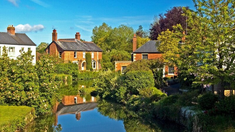 Brick Houses by River — Blue