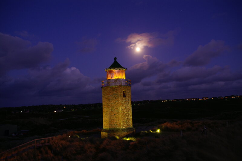 Brick Lighthouse at Night
