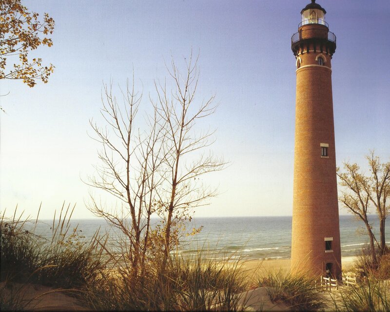 Brick Lighthouse on Beach — Brown