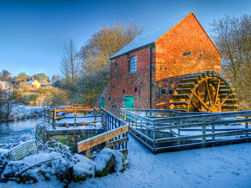 Brick Mill with Waterwheel — Red