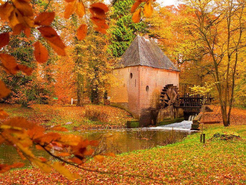 Brick Mill with Waterwheel