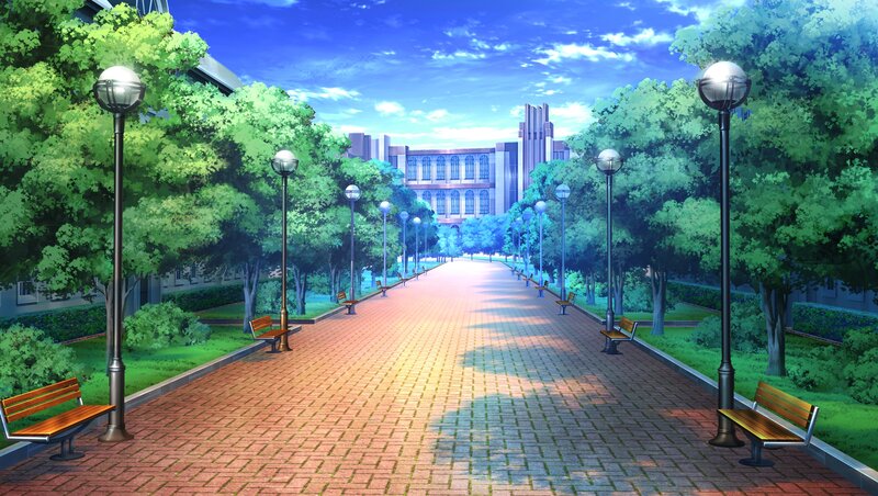 Brick Path in Park — Green, Serene