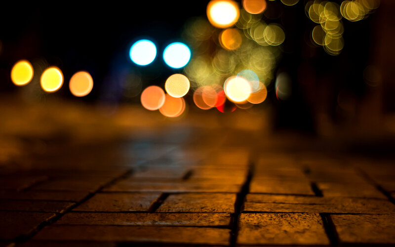 Brick Pavement at Night