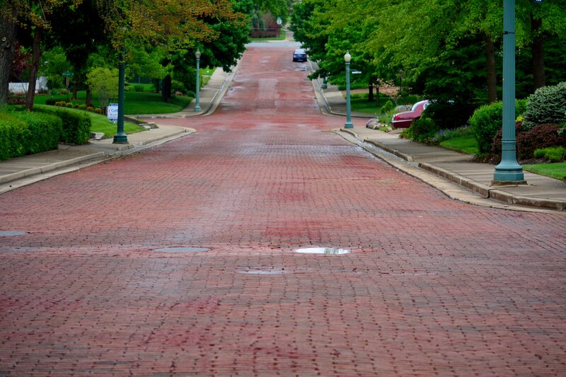 Brick Road in Residential Area