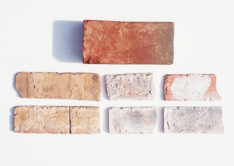 Brick samples on white background