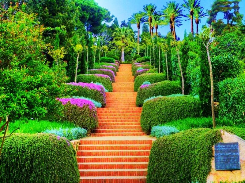Brick Staircase in Garden — Green, Serene