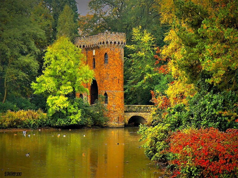 Brick Tower by Pond
