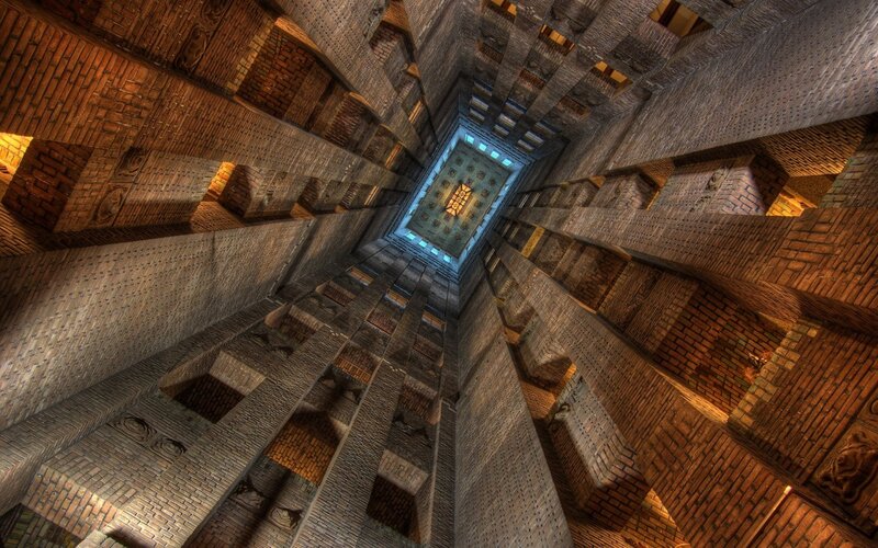 Brick tower interior view