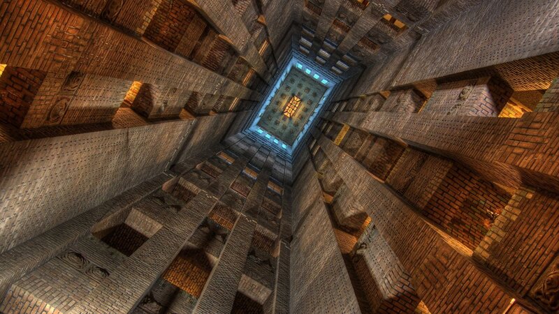 Brick tower interior view