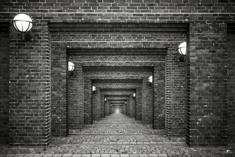 Brick Tunnel Corridor — Black