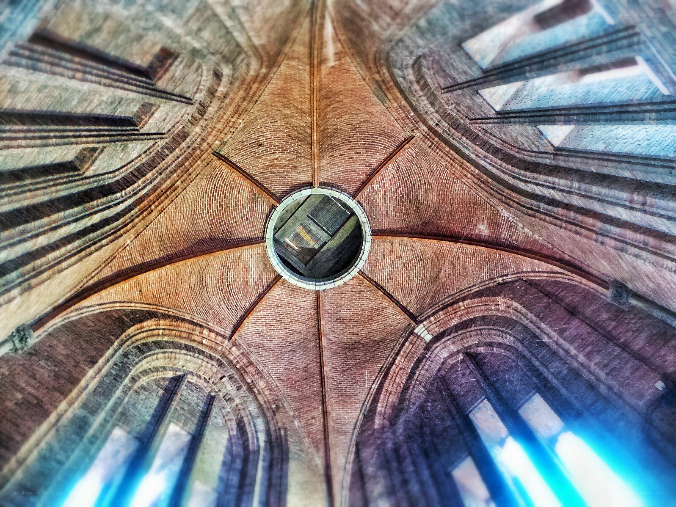 Brick vault ceiling with skylight