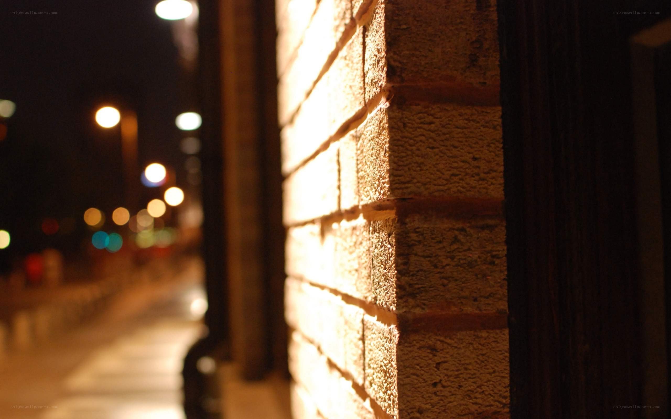 brick wall at night