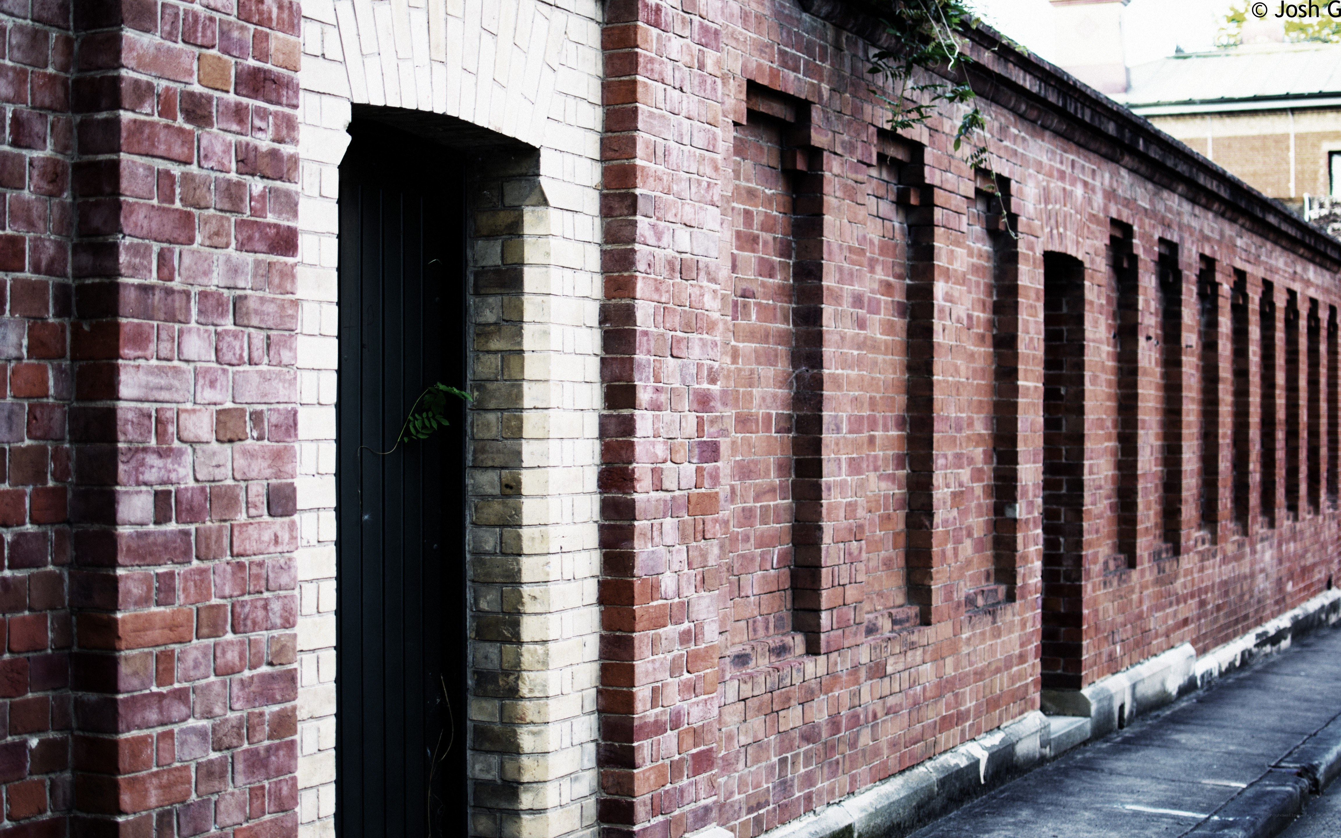 Brick wall with arched doorway
