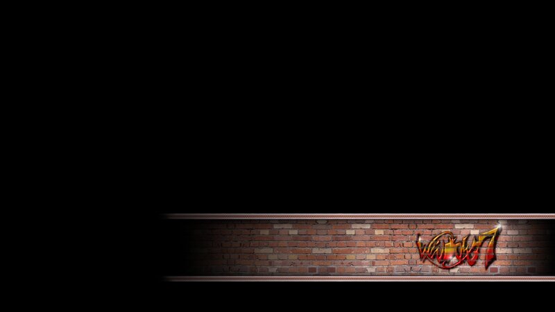 brick wall with logo