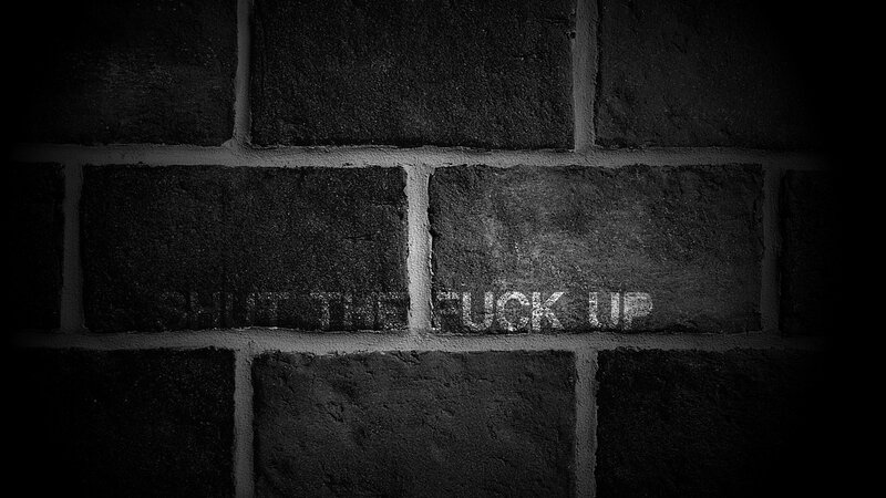Brick Wall with Text — Black, Dark