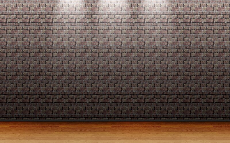 brick wall with wooden floor