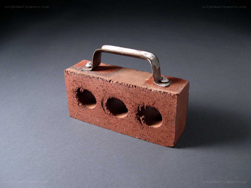 Brick with metal handle