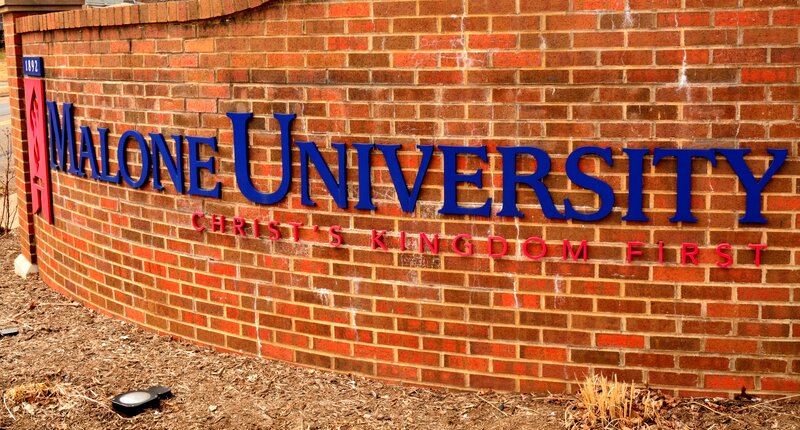 Bricked Sign of Malone University