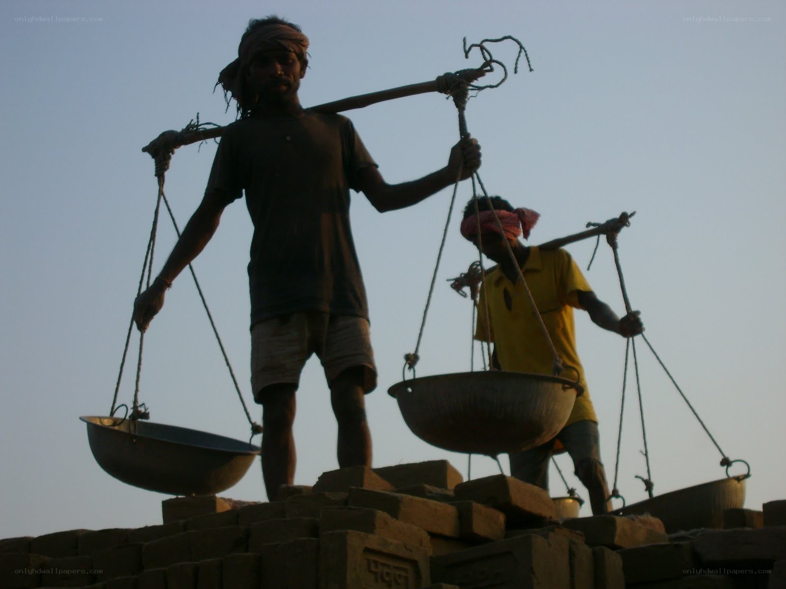 Brickyard laborers at work