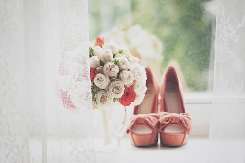 Bridal Bouquet and Shoes — White