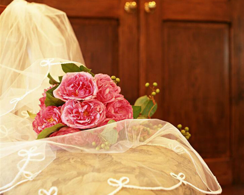 Bridal Bouquet on Chair — Pink, Serene