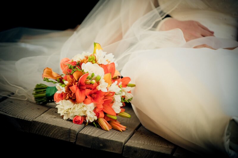 Bridal Bouquet on Wood