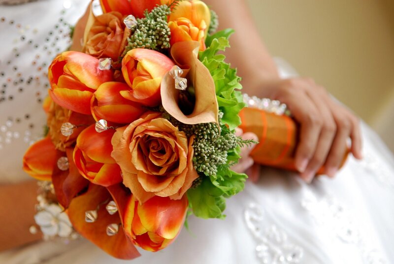 Bridal Bouquet with Orange Flowers