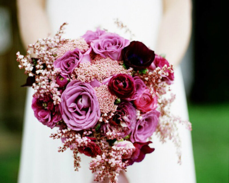 Bridal Bouquet with Roses — Purple