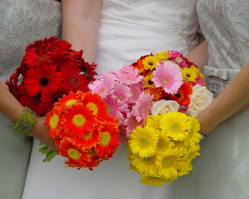 Bridal bouquets in vibrant colors