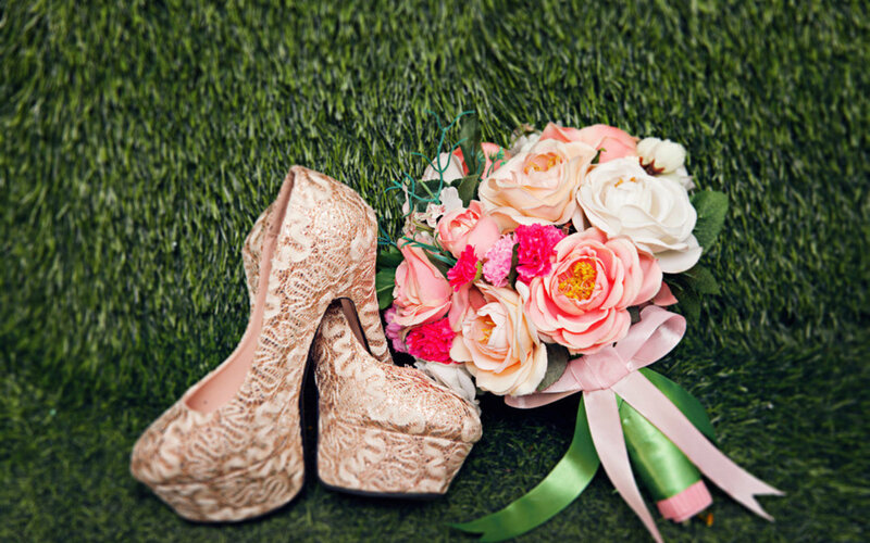 Bridal Shoes and Bouquet
