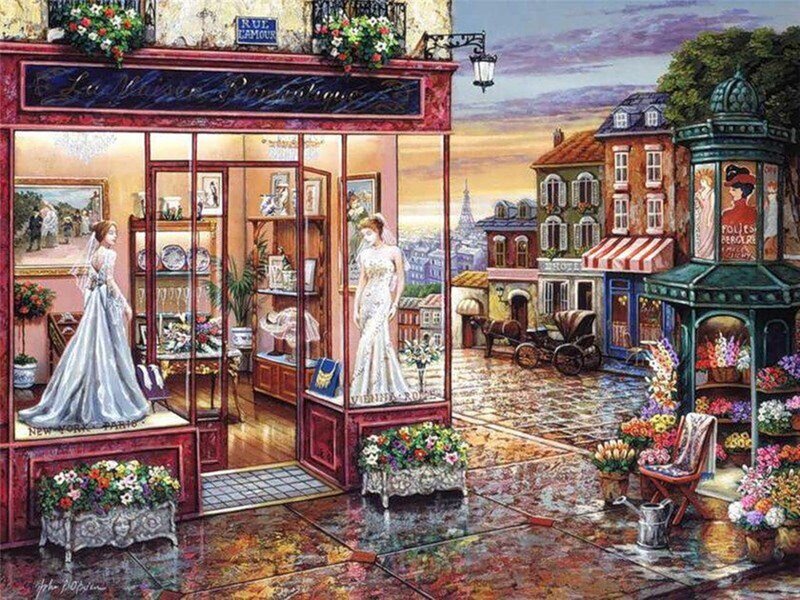 Bridal Shop Window — Red, Serene
