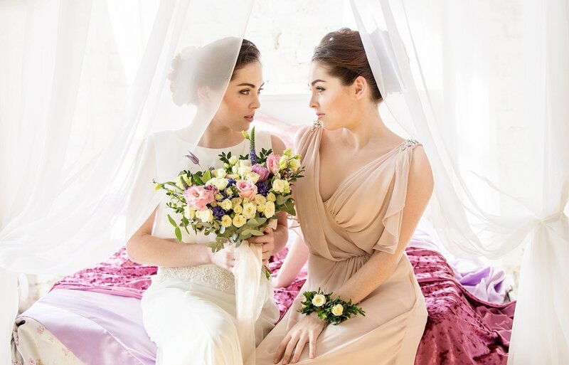Bride and Bridesmaid — White, Serene