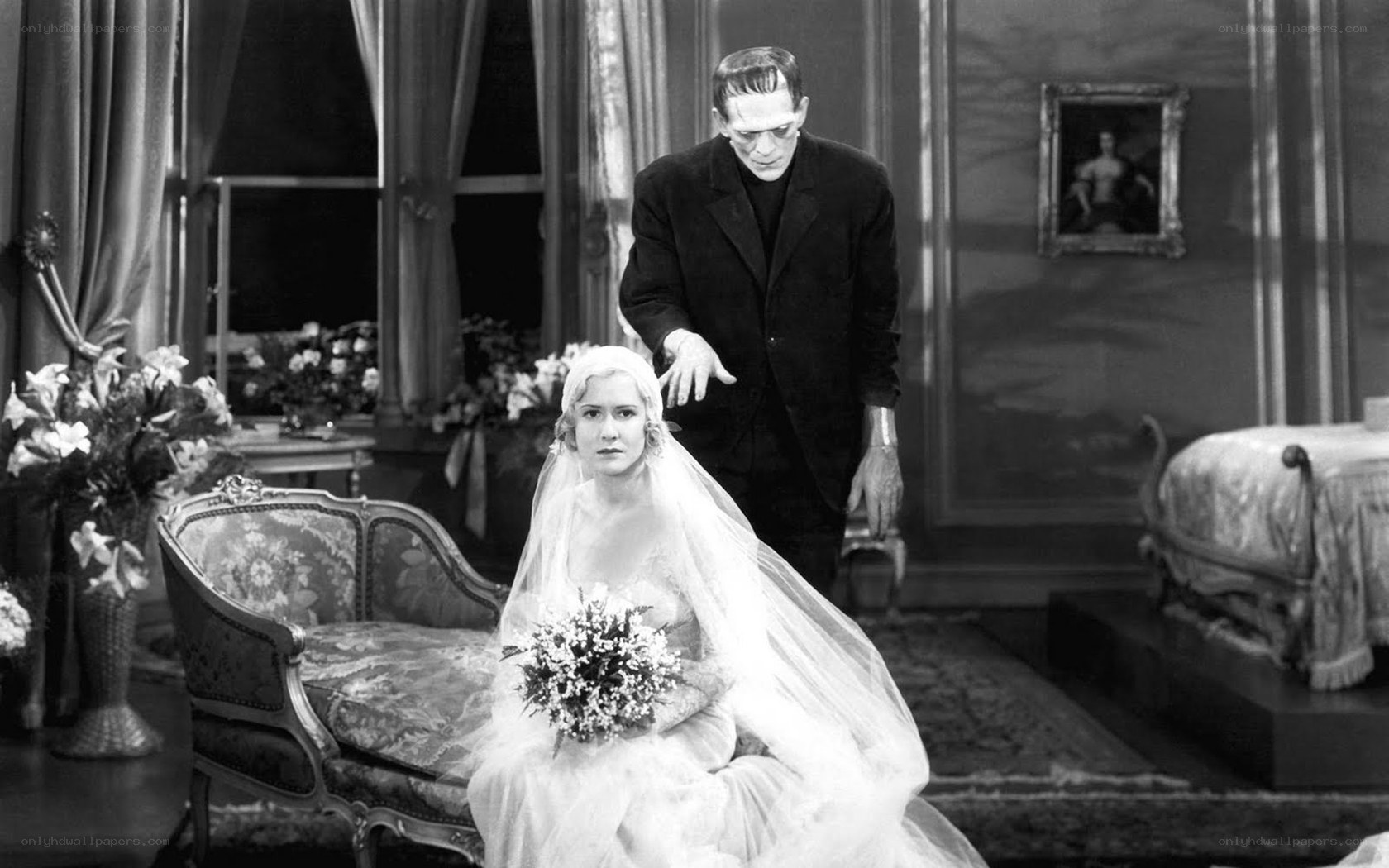 Bride and Frankenstein's monster