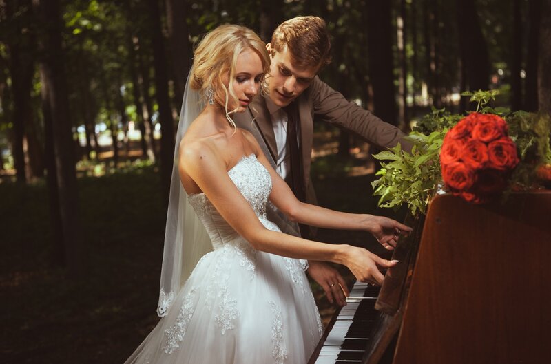 Bride and Groom at Piano