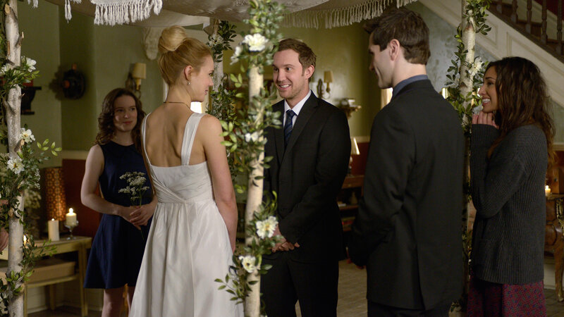 Bride and Groom at Wedding — White, Joyful, Night