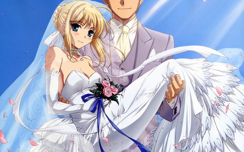Bride and Groom Couple — Blue, Joyful