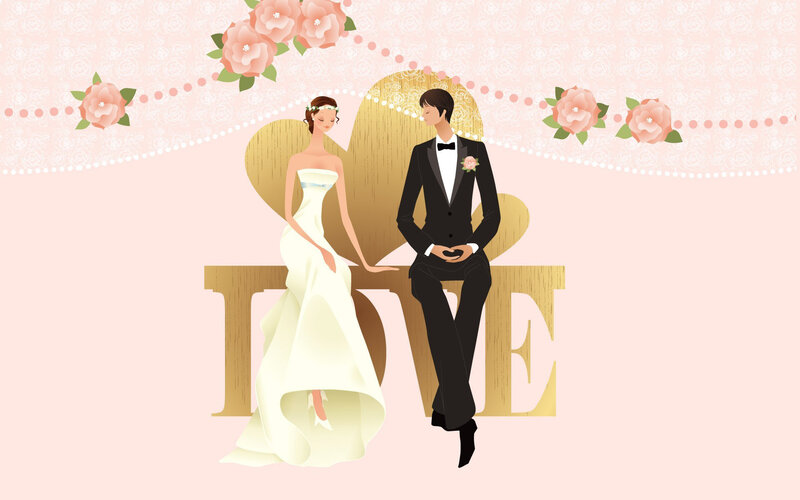 Bride and Groom Couple — Pink
