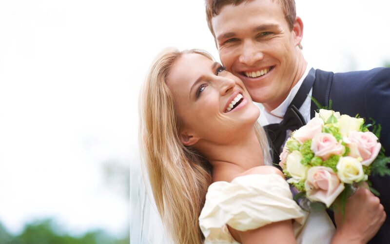 Bride and Groom Couple — White, Joyful