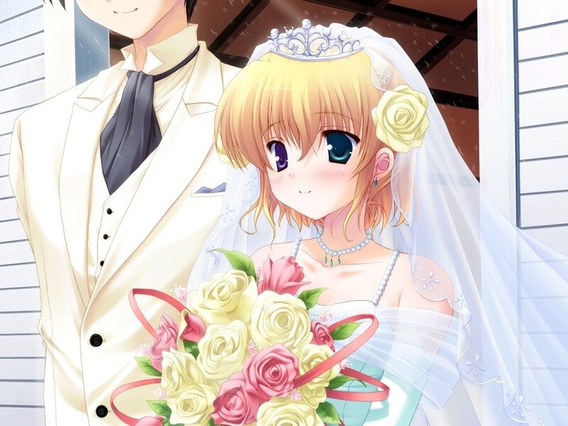 Bride and Groom Couple — White, Romantic, Anime