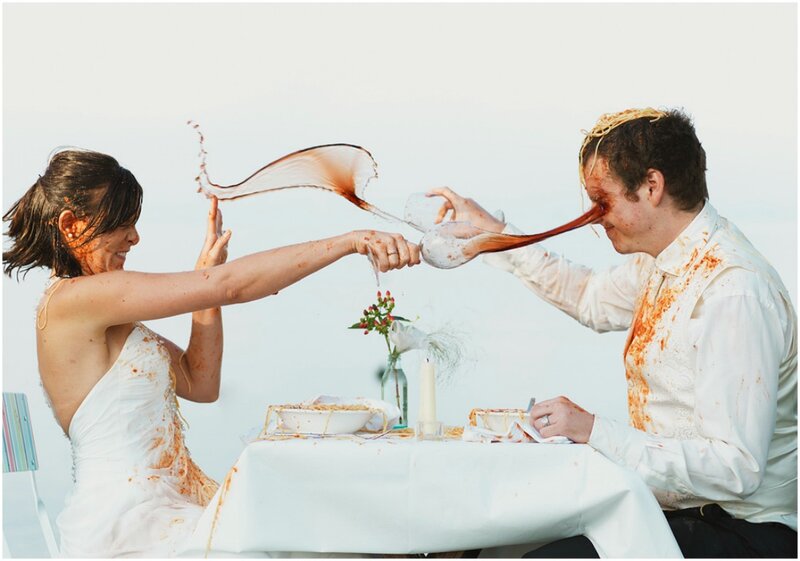 Bride and Groom Eating
