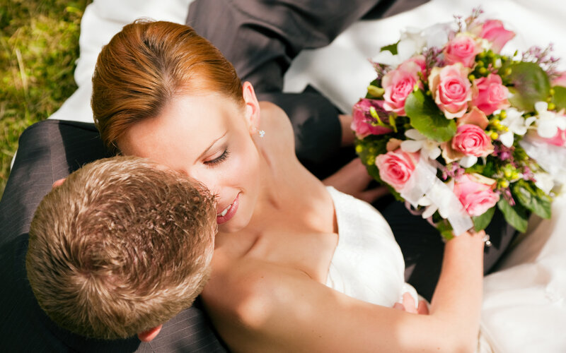 Bride and Groom Embracing — White, Intimate, Afternoon