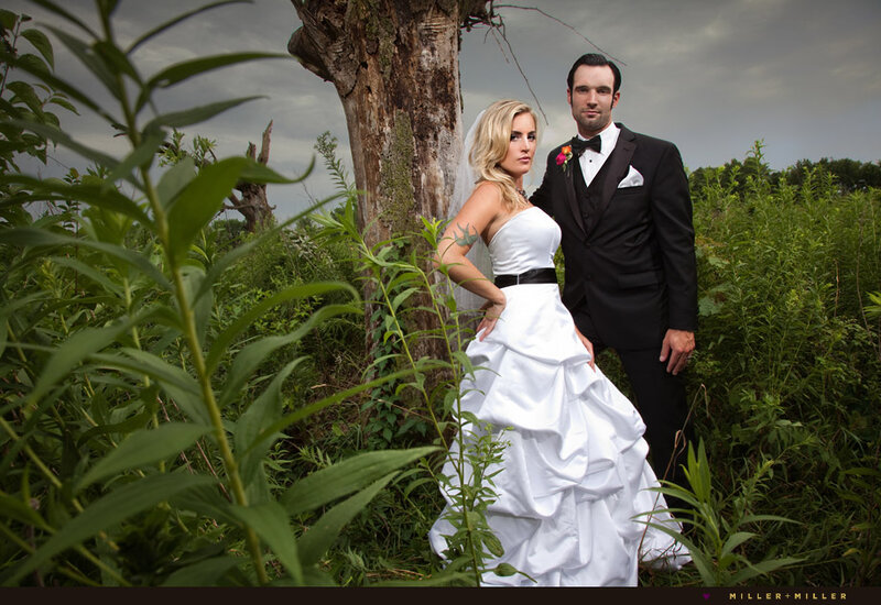 Bride and Groom in Field