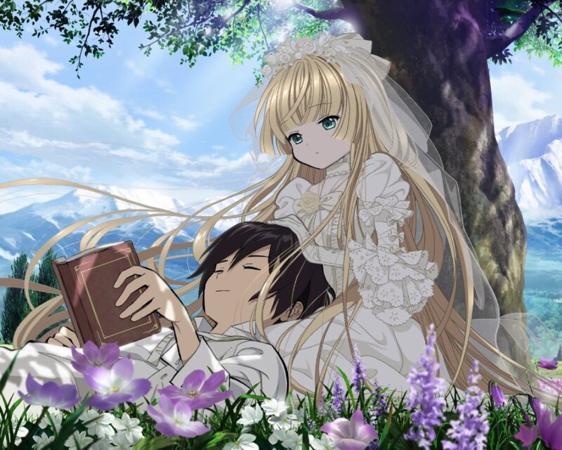 Bride and Groom in Field — White