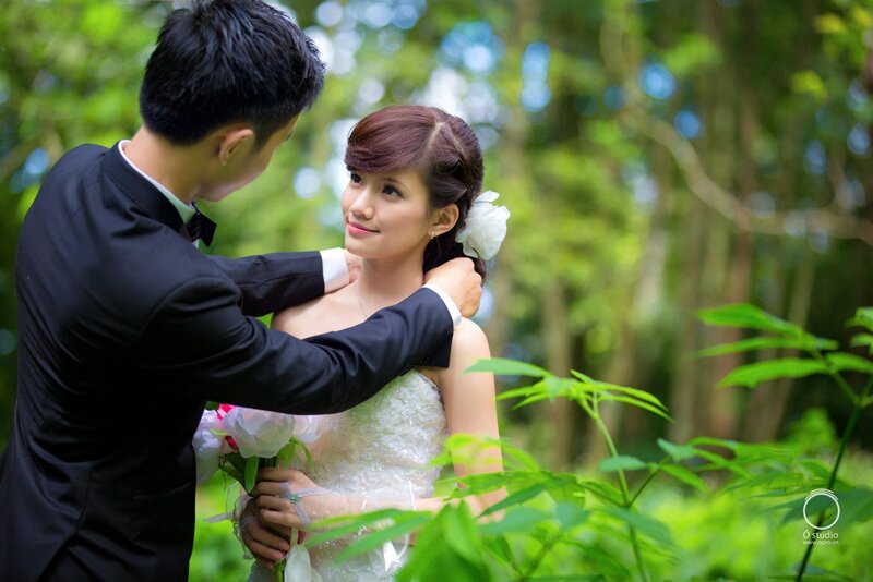 Bride and Groom in Forest